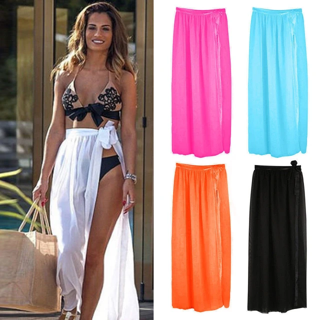 Women Sexy Chiffon Wrap Skirts Swimwear Bikini Solid Sexy Summer