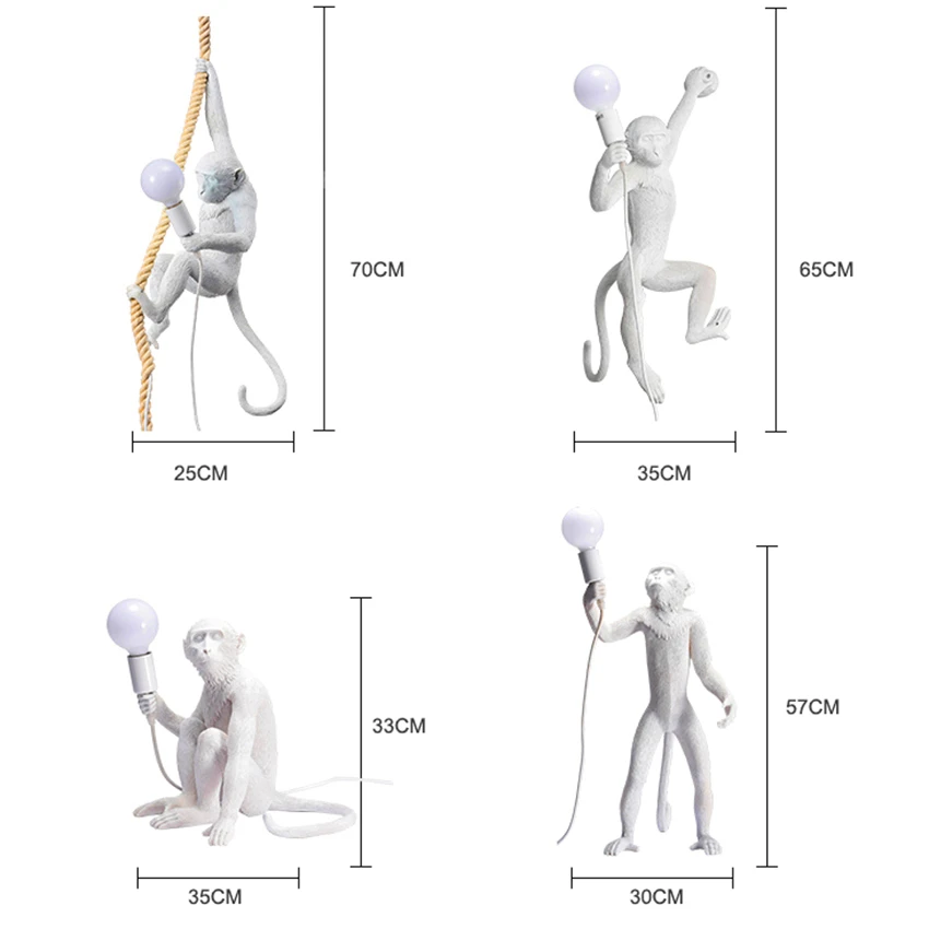 

Nordic Color Monkey LED Pendant Lights Lighting Resin Loft Hemp Pendant Lamps Luminaires Bar Cafe Hanging Lmap Lighting Fixtures