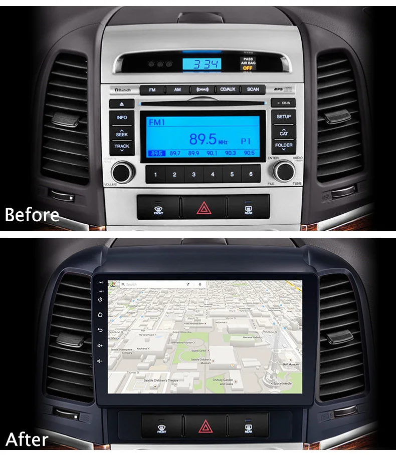 Excellent Android 8.1 Factory direct sales 9 inch Car Multimedia GPS Radio Stereo For Hyundai Santa Fe 2005-2012 Car Video Navigation 1