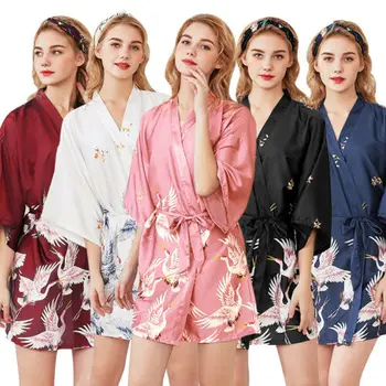 

Sexy Satin Night Robe Dress Womens Ladies Bride Kimono Robe Satin Silk Lace Night Dress Gown Sleepwear Underwear
