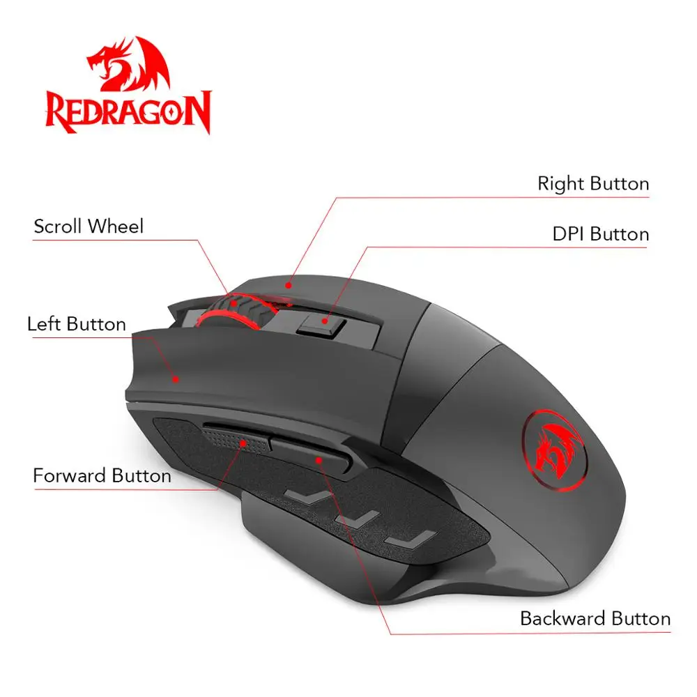Redragon M653 MIG Беспроводная игровая мышь RGB 2 4G USB приемник Оптический сенсор