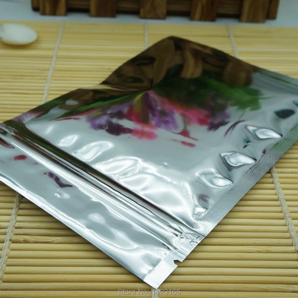 9x14cm 100pcs Silver Plating Aluminum Foil Zip Lock Bags - Resealable Plastic Food Grade Pouches Zipper Grip Seal Gift Packaging 3