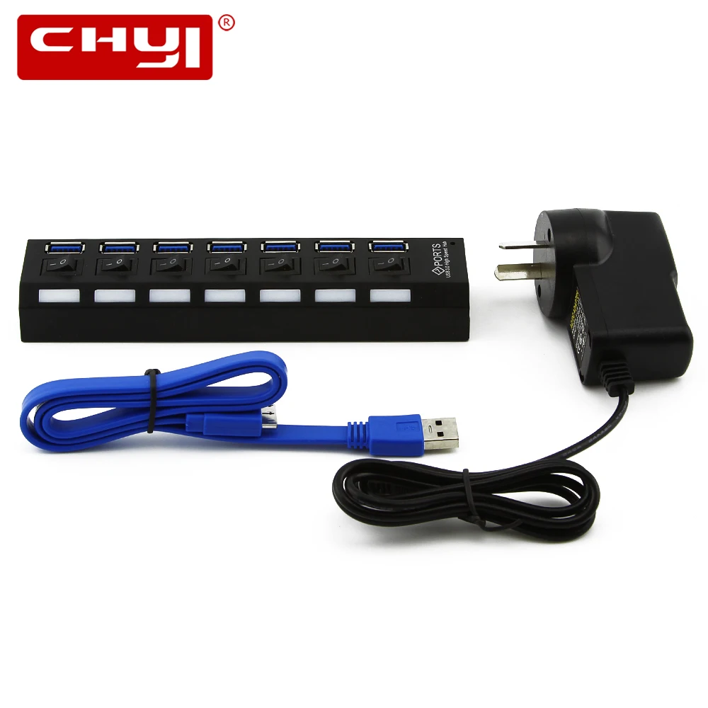 CHYI USB3.0 HUB 7 портов с адаптером питания | Компьютеры и офис