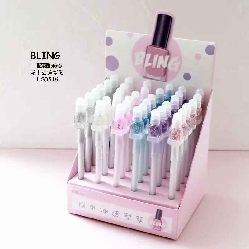 

1 Pieces Lytwtw's Gel Pens Nail Polish Molding Black Colored Gift Gel-ink Pens For Writing Cute Stationery Office School Supply