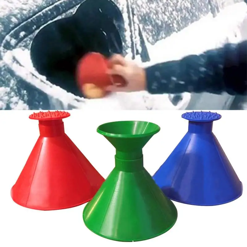 

1/2pcs Multi-Function Magic Window Windshield Car Ice Scraper Cone Shaped Funnel Snow Remover Tool Scrape A Round Cleaning Tool
