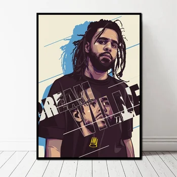 

J Cole Hip Hop Music Singer Rapper Star Poster Art Canvas Poster Wall Picture for Living Room No Frame