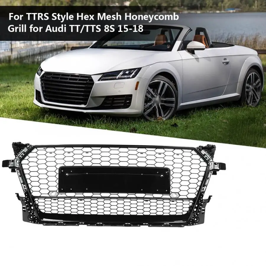 

For TTRS Style ABS Front Sport Hex Mesh Honeycomb Hood Grill Gloss Black for Audi TT TTS FV/8S 2015 2016 2017 2018 car styling