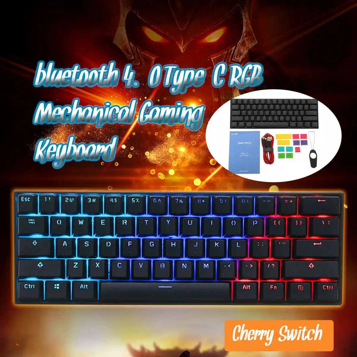 

LEORY Cherry Switch Obins Anne Pro 2 60% NKRO bluetooth 4.0 and Type-C USB-C Dual Mode Connection Mechanical Gaming Keyboard