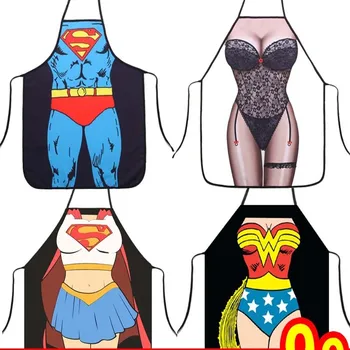 

hot apron The creative cute superman cartoon adult lovers kitchen waterproof apron south Korean fashion kitchen apron