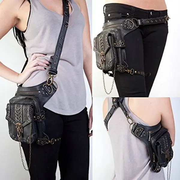 Steampunk Retro Motorcycle Bag Lady Bag Retro Rock Gothic Goth Shoulder Waist Bags Packs