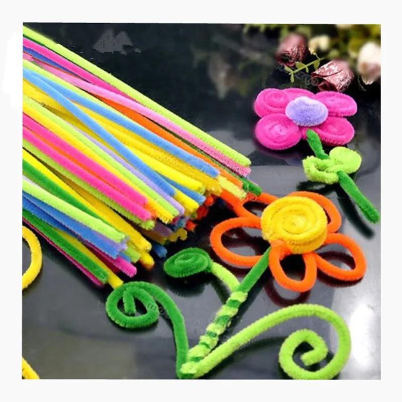 

Happyxuan 100pcs/pack Color Chenille Stems Pipe Cleaners Kindergarden DIY Art Craft Materials for Creative Handicraft