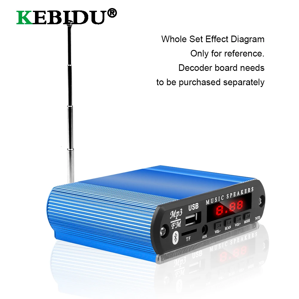 

KEBIDU Blue Aluminum Shell Module Case Box for Bluetooth WMA Decoder Board MP3 Music Player Car Radio Module Support USB FM TF