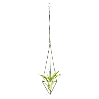 

1 Pack Hanging Air Plant Holder For Tillandsia Display Geometric Planter With Chains Home Decor For Air Plants, Bronze