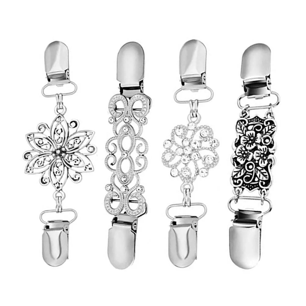 

4pcs Elegant All-match Fashion Classic Silver Color Sweater Clips for Sweater Coat Cardigan Clothes Dress