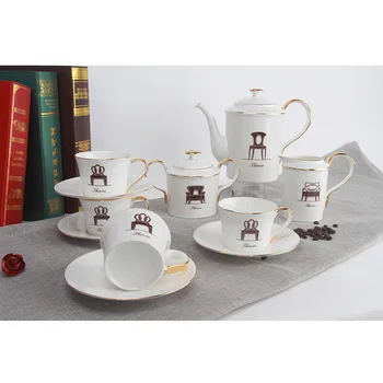 

Northern Europe England Ceramics Tea Set Coffee Service Suit Trace A Design In Gold Edge Throne Pattern Afternoon Tea Shop