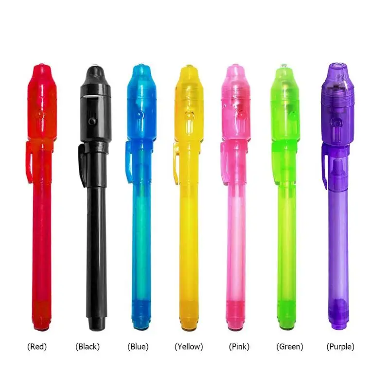 Baby Toys 2 in 1 Luminous Light Invisible Ink Pen UV Check Money Kids Drawing Secret Learning Educational Magic Pens