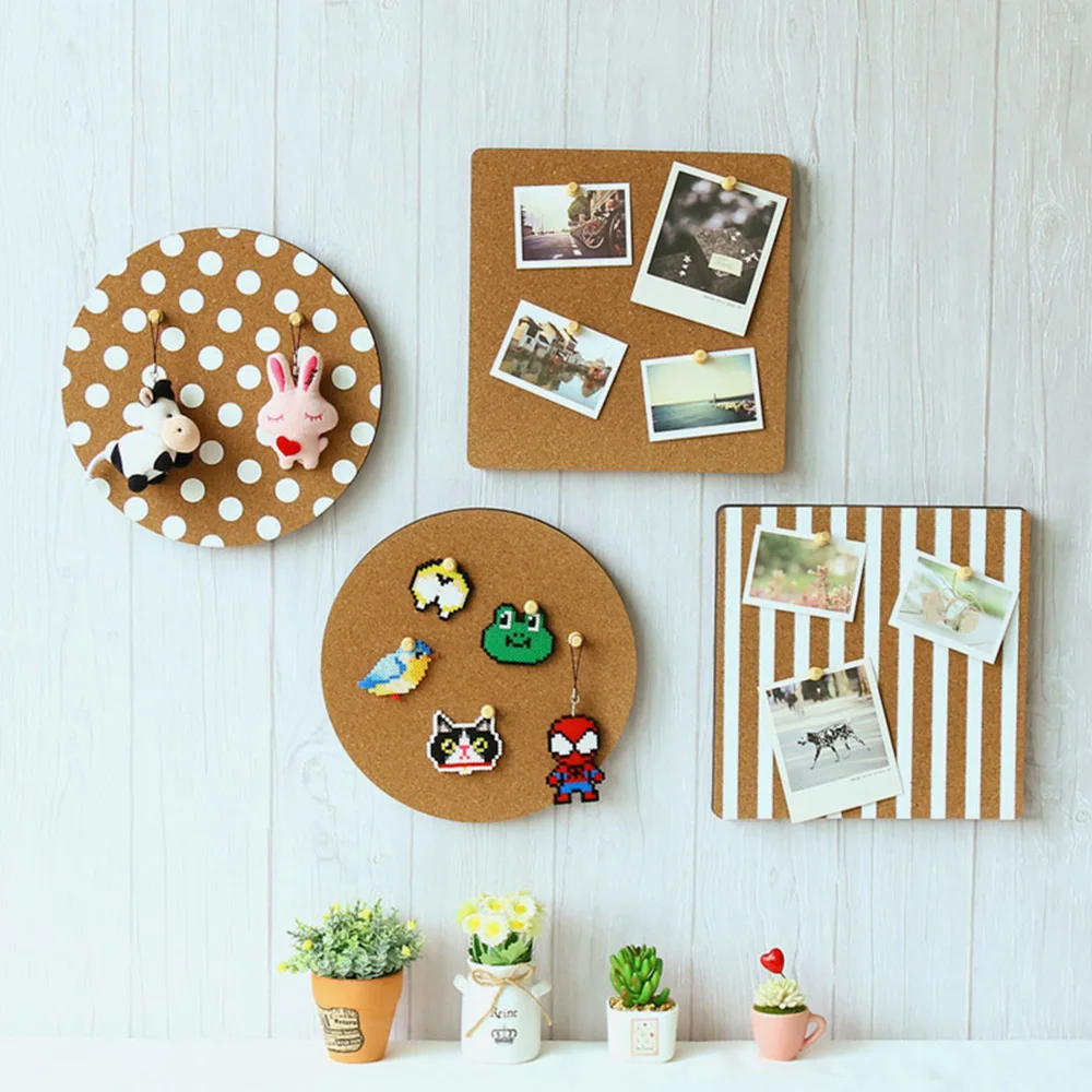 

EVA Pin Cork Bulletin Board Decorative Photo Wall Wood Board for Home Office School DIY Cork Board Round-Natural 1pcs/ Pack
