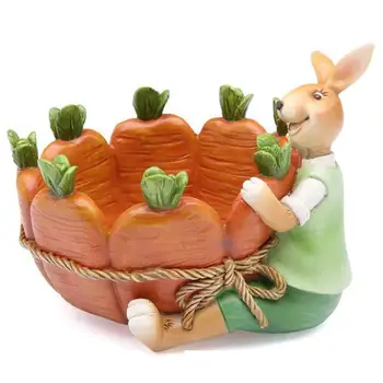 

Easter Bunny Storage Basket Creative Soft Resin Crafts Gifts Easter Carrot Rabbit Home Jewelry Ornaments For Living Room Bedroom