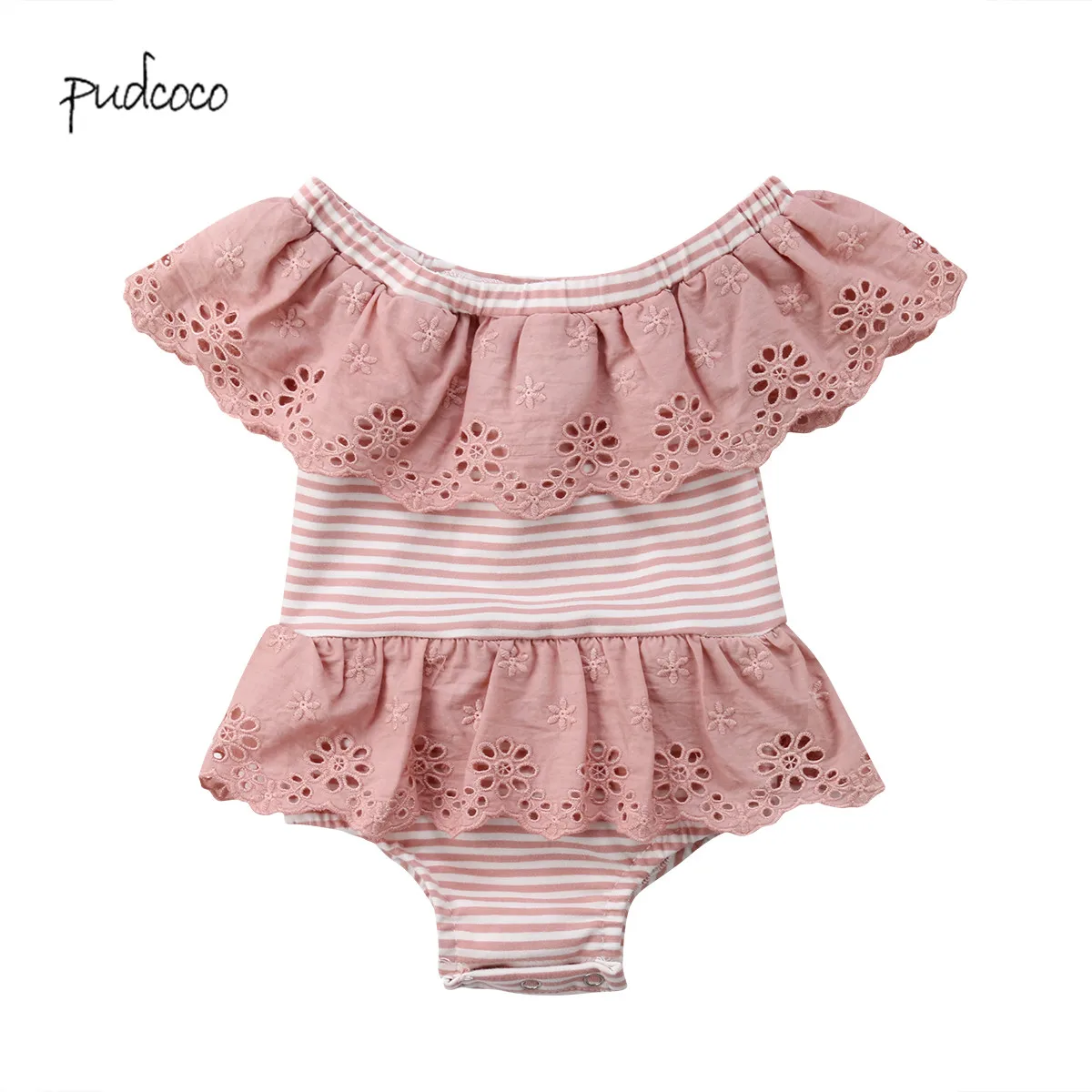 Pudcoco бренд для новорожденных, младенцев для маленьких девочек летние однотонные Junpsuit боди наряды 0-24 M