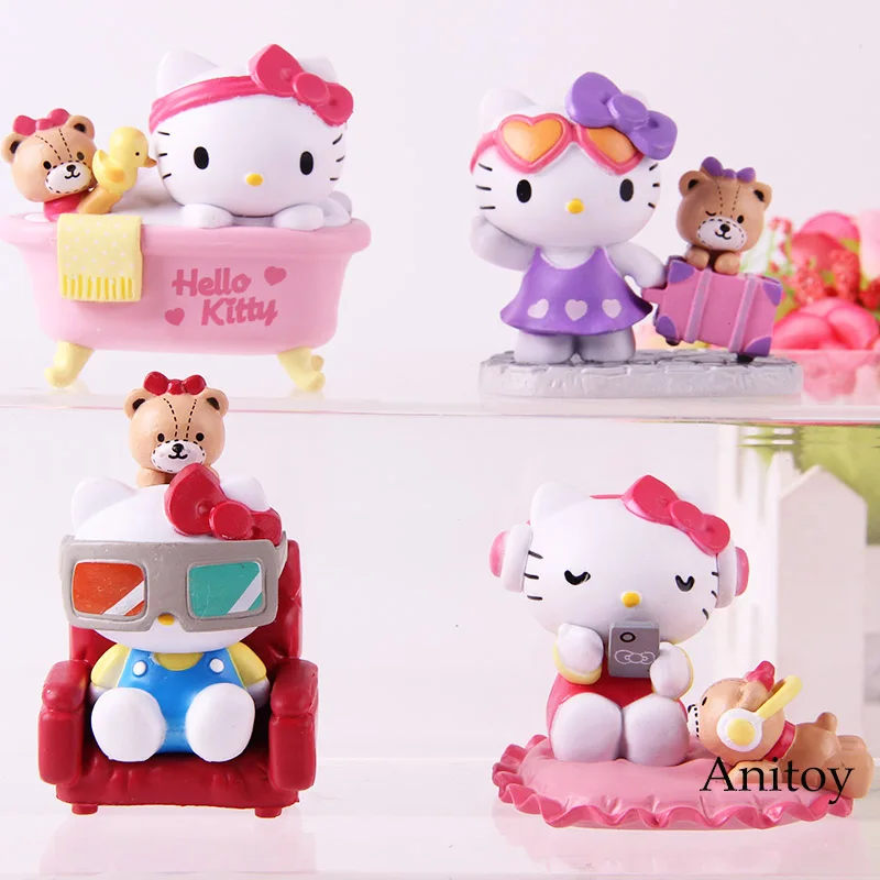 Cartoon Kawaii Cute Hello Kitty Mini Pvc Action Figures Car Home