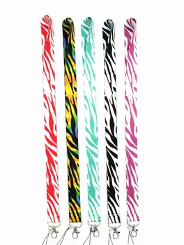 

Hot 100 Pcs Zebra stripe key lanyards id badge holder keychain straps for mobile phone Free Shipping Wholesale