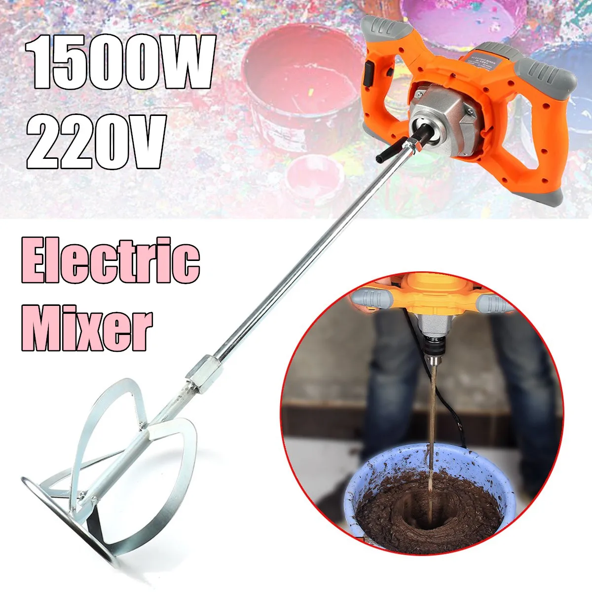 

220V Industrial grade electric cement paint putty powder coating mixer 6 speed adjustable 1500W 700RPM