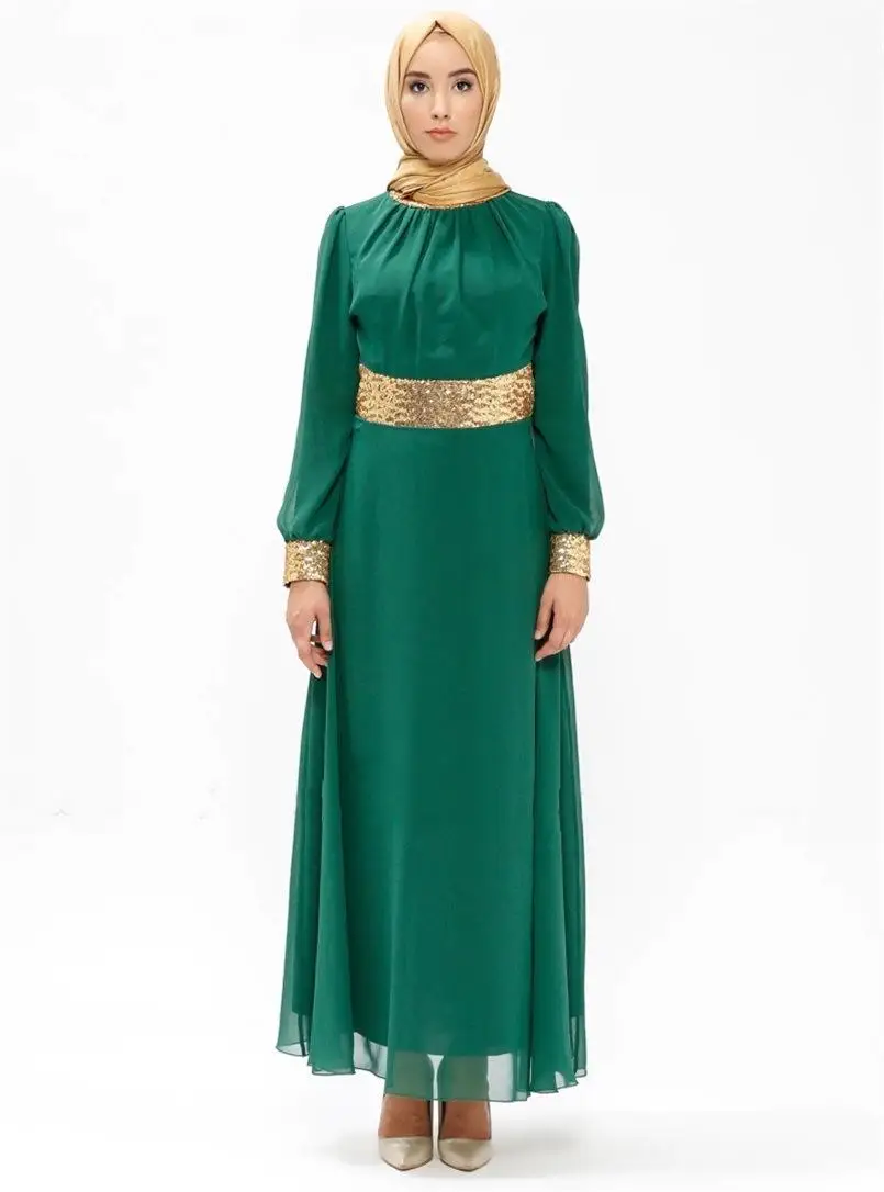 Женское платье Кафтан Abaya длинное с блестками для коктейлей|Мусульманская