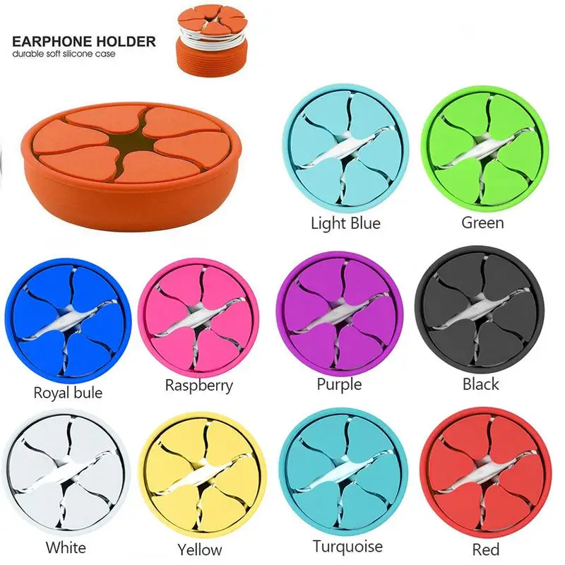 

Circle Silicone Mini Earphone Holder Headphone Cable Organizer Rubber Winder Case Stretch Winder Ear Bud Storage