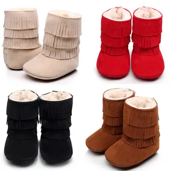 

Warmer Baby Boots Cute Kids Shoes Baby Girl Winter Snow Boots Toddler Tassels Soft Sole Crib Shoes 0-18M