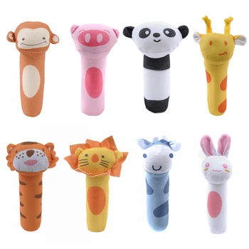 

Baby Rattles BB Sticks Soft Cow Plush Doll Crib Bed Hanging hand catches Animal Toy Doll Kids Toy