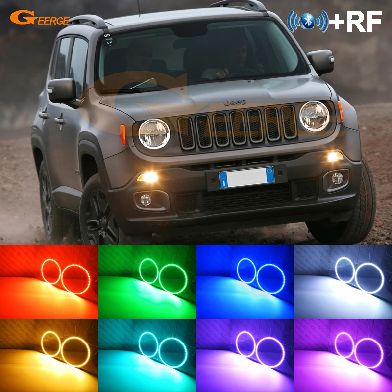 Для Jeep Renegade отличный RF Bluetooth контроллер многоцветный ультра яркий RGB светодиодный ангельские глазки Halo Кольцо Комплект