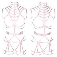 Цвет красного вина Готический организм жгут в стиле «панк», туфли для танцев на шесте бюстгальтер рейв с креплением на талии и ноге подвязки бондаж сексуальное женское белье средства ухода за кожей набор для клетки для Для женщин