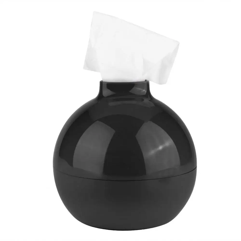 Black Round Ball Shape Tissue Box Holder Paper Pot Home Toilet Car