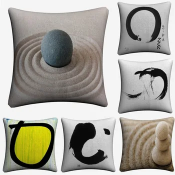 

Zen Buddhism Image Soft Cotton Linen Cushion Covers 45x45cm Vintage Pillowcase For Sofa Home Decoration Almofada