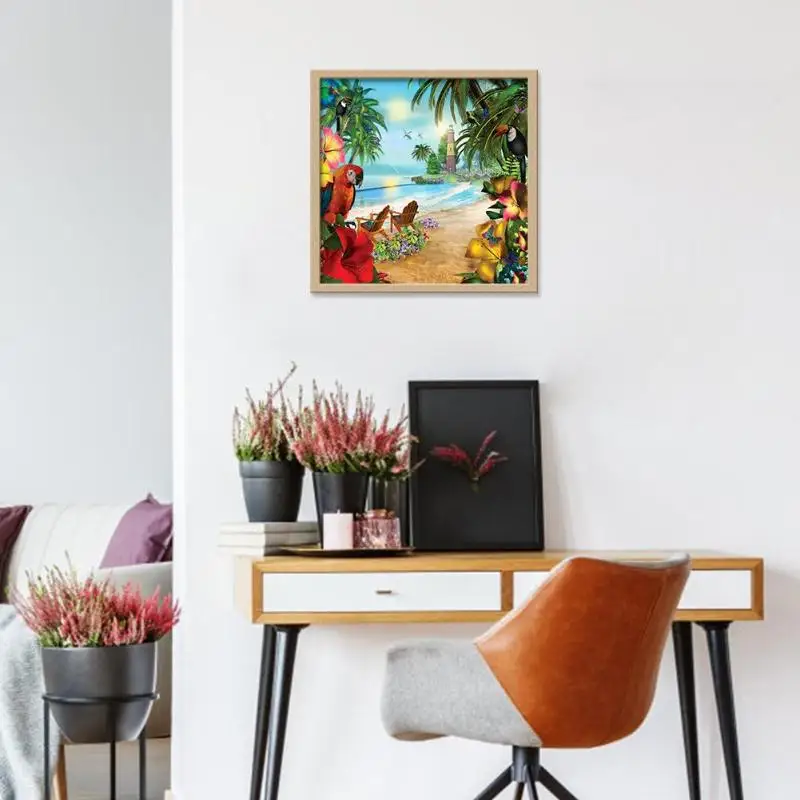 

5D DIY Full Drill Diamond Painting Parrots Cross Stitch Embroidery Mosaic Kit Wall Art Needlework Set Round Rhinestones Craft Ho