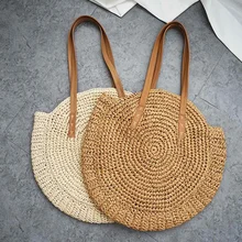 Круглая Соломенная пляжная сумка из ротанга, Женская богемная тканая сумка, ручная работа, богемные Летние повседневные сумки для отдыха