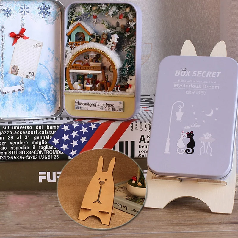 Снежный праздник 3D деревянная Diy коробка ручной работы секретный кукольный домик миниатюрная коробка милые мини кукольный дом сборные наборы подарочные игрушки