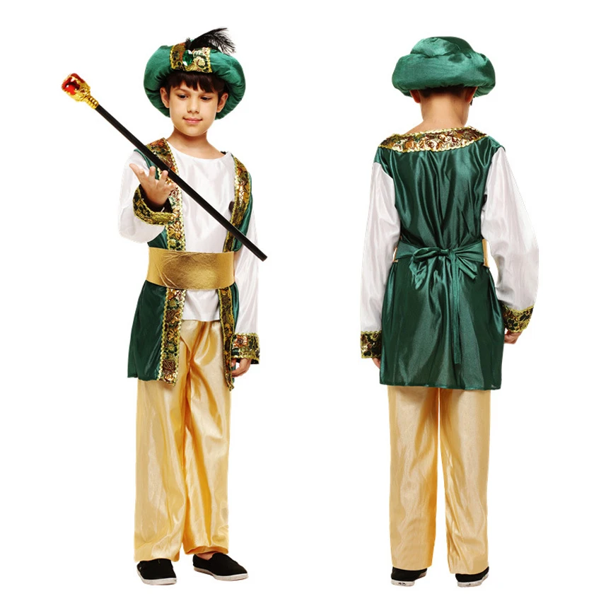 

Saud Arab Ancient Egypt Luxury Kids Boys Prince Cosplay Costumes Aladdin Avanti Role-play Carnival Performance Party Wear