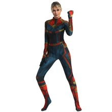 Adult Captain Marvel Cosplay Costume Women Superhero Marvel Women Cosplay Halloween Ms Marvel Carol Danvers Jumpsuit Bodysuit