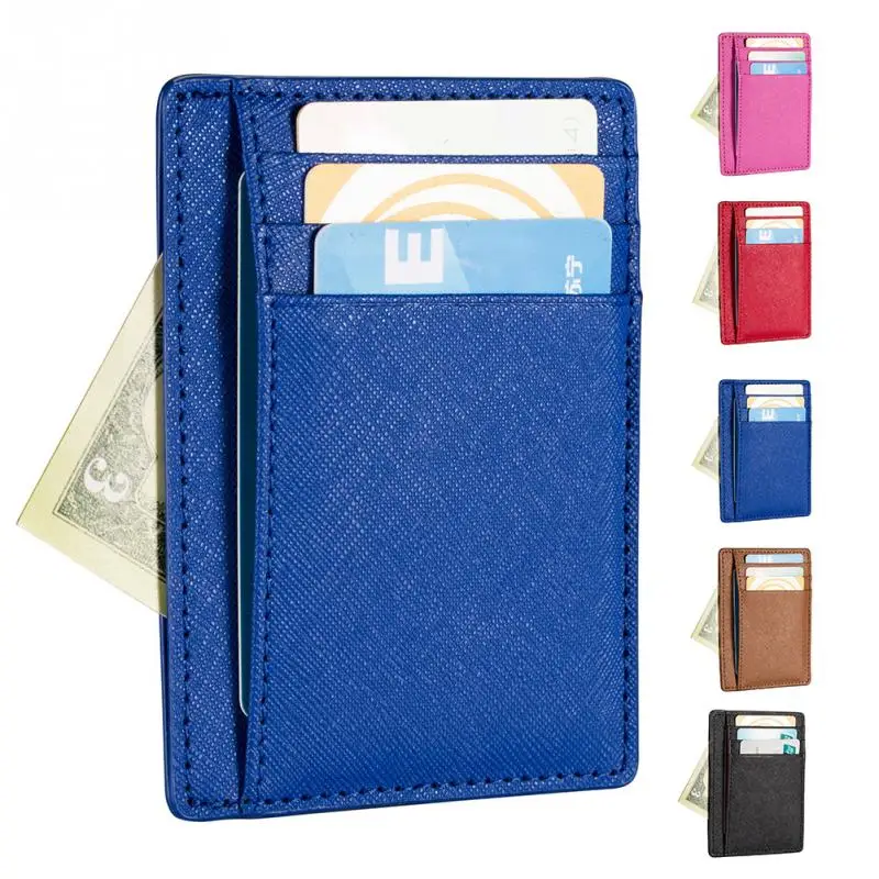 2018 Высокое качество ультра-тонкий кожаный бумажник Для мужчин передний карман ID кредитных карт Дело держатель для карт мини Винтаж кошелек