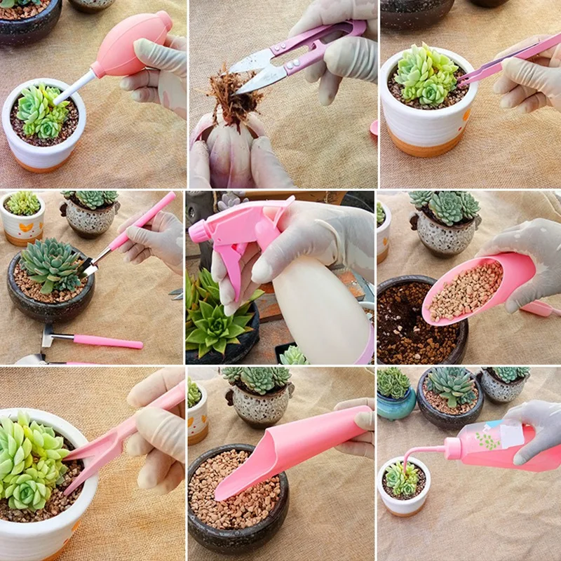 

16Pcs Multi-Function Mini Gardening Hand Tools Set Succulent Plants Watering Bottles Miniature Garden Plants Tools