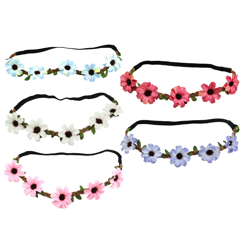 5PCS Headbands Chamomile Patrern Velvet Retro Elastic Headwrap Hair Bands Hoop for Women Ladies Girls |