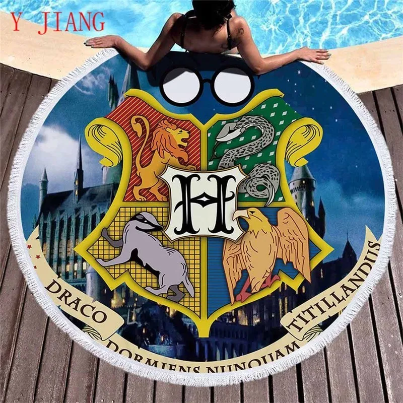 

Harri Potter Round Beach Towel Microfiber Sport Bath Towels Printed Tapestry Table Cloth Sofa Cover Picnic Blanket 150cm