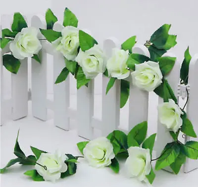 2x 7FT DIY Строка Искусственный цветок роза лоза плюща Венок Цветочные украшения для домашнего праздника
