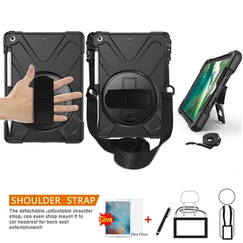 

Case For iPad 9.7 inch 6th Generation 2018 2017 Cover Pencil Holder For iPad 9.7 A1893 Kid Safe Shockproof Armor cover+Glass+Pen