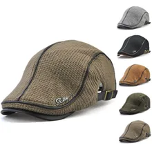 Зимняя шапка мужская теплая Толстая плюшевая хлопковая Осенняя вязаная шапка Повседневный винтажный козырек среднего возраста