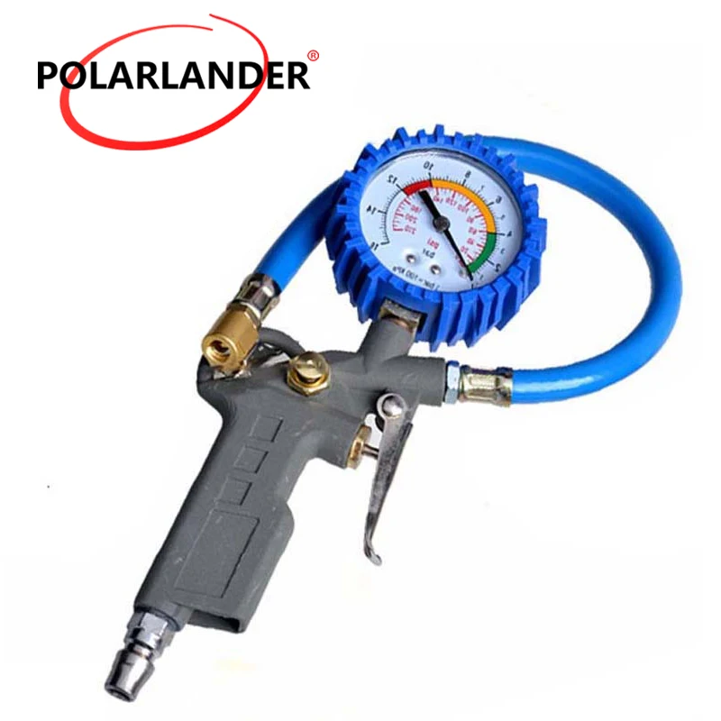 Tire Inflator 220psi Auto Air Inflator Gun Flexible Lock On Air Pump Dial Pistol Hose Tire