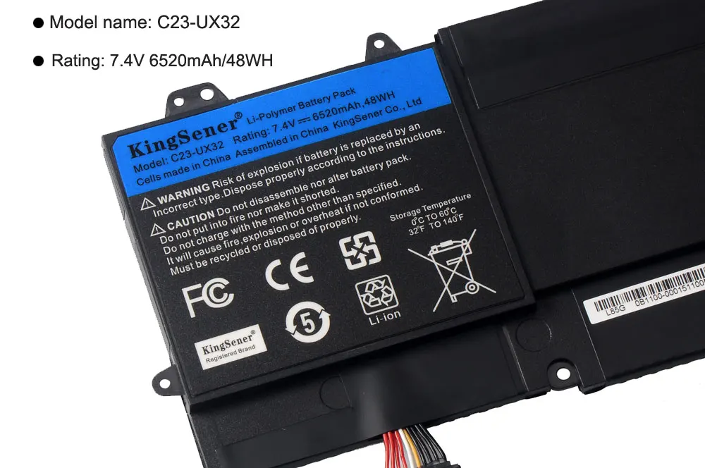 KingSener New C23-UX32 Laptop Battery for ASUS VivoBook U38N U38N-C4004H ZenBook UX32 UX32A UX32VD UX32LA 7.4V 6520mAh KingSener New C23-UX32 Laptop Battery for ASUS VivoBook U38N U38N-C4004H ZenBook UX32 UX32A UX32VD UX32LA 7.4V 6520mAh