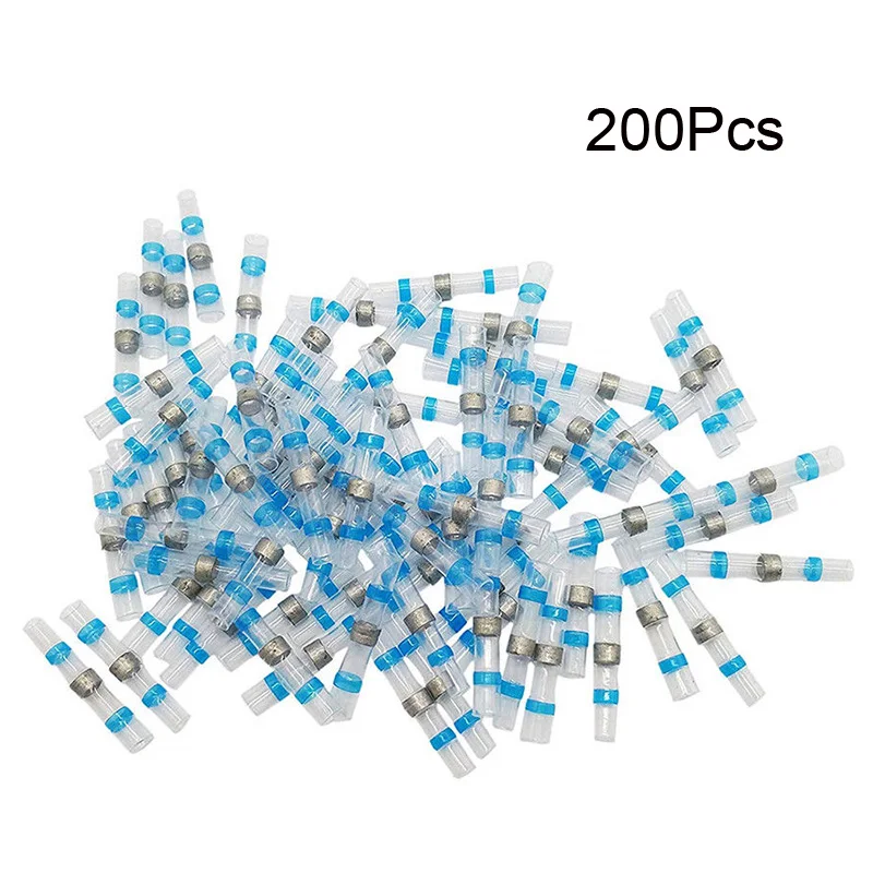 

Universal 200pcs Wire Connector Car Blue Solder Seal Sleeve Heat Shrink Butt Tinned Copper