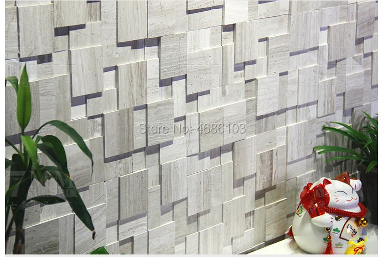 

American style 3D Stereo Natural Marble Mosaic tiles decoration glass mosaic 11pcs 300x300MM for Bathroom/living room background